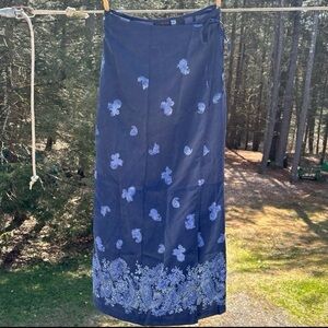 Vintage Express Blue Paisley Silk Wrap Skirt